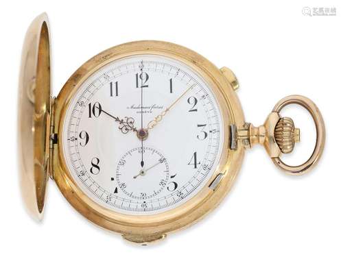 Pocket watch: impressive gold hunting case watch with repeat...