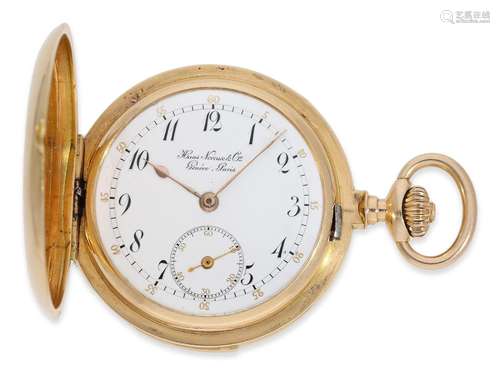 Pocket watch: very rare, small golden hunting case watch wit...