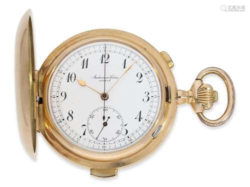 Pocket watch: impressive gold hunting case watch with repeat...