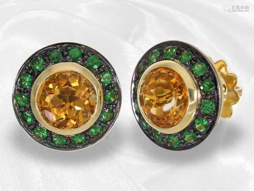 Ear jewelry: decorative goldsmith work with citrine and tsav...