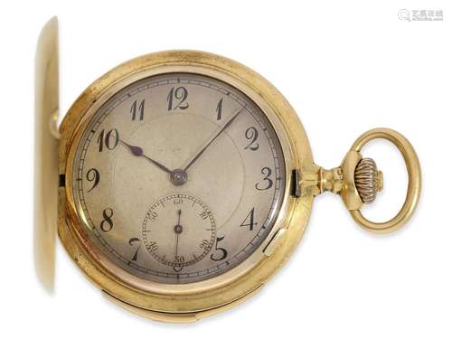 Pocket watch: small fine gold hunting case watch with minute...