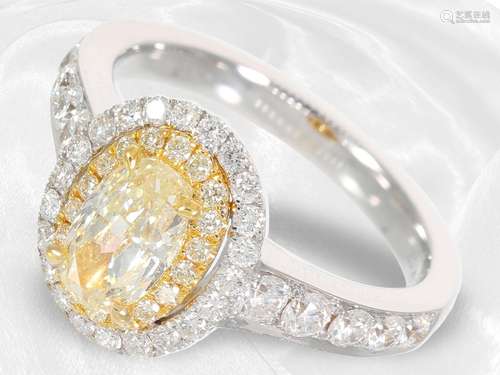 Ring: as new diamond ring with 'Fancy' diamond, to...