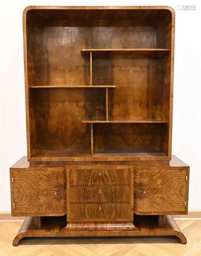 Elegant Art Deco bookcase, solid Ca