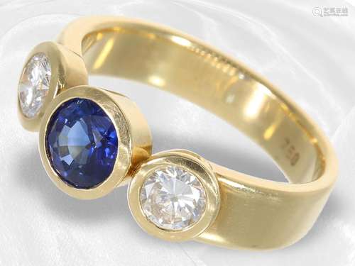 Ring: very beautiful goldsmith ring with sapphire and 2 diam...