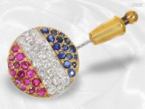 Brooch/pin: vintage goldsmith's work, sapphire, ruby an...