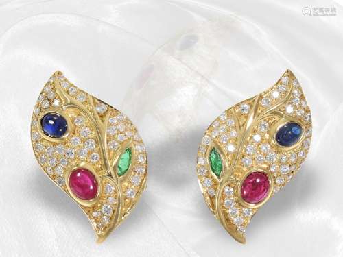 Earrings: extremely attractive handmade colored stone/brilli...