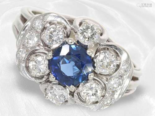 Ring: decorative antique diamond ring with sapphire of ca. 1...