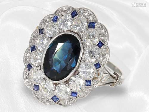 Ring: interesting antique platinum sapphire ring with diamon...