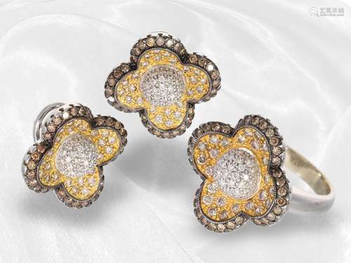 Jewelry set: floral jewelry set of diamond ring and diamond ...