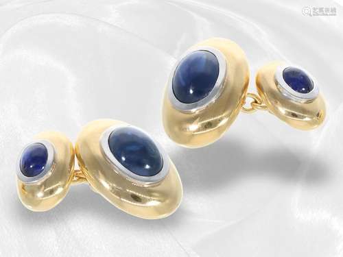 Cufflinks: handmade cufflinks with sapphires, total approx. ...