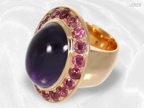 Ring: heavy, very massive and high quality tourmaline/amethy...