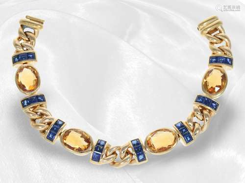 Bracelet: very high quality sapphire/citrine rose gold brace...