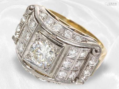 Ring: elaborately crafted goldsmith ring with precious diamo...