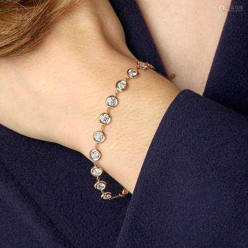 BRACELET CHAINE DIAMANTS A diamond and 18K pink gold bracele...