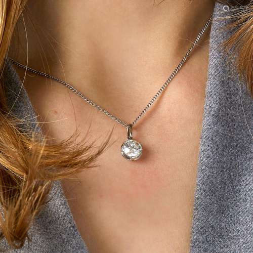 PENDENTIF DIAMANT A diamond and 18K white gold pendant. Gros...