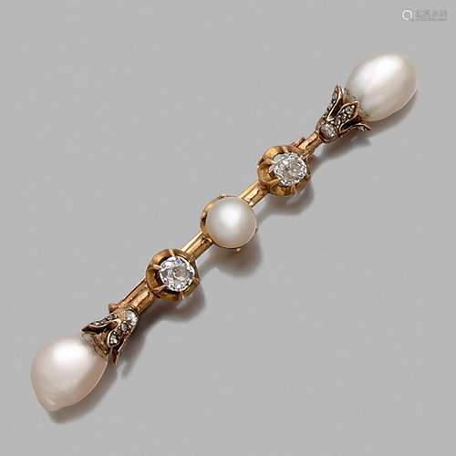 ANNEES 1890 BARRETTE PERLES FINES A natural pearl (not teste...