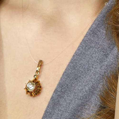 XIXEME SIECLE PENDANT D'OREILLE ET PENDENTIF ROSE A XIX...