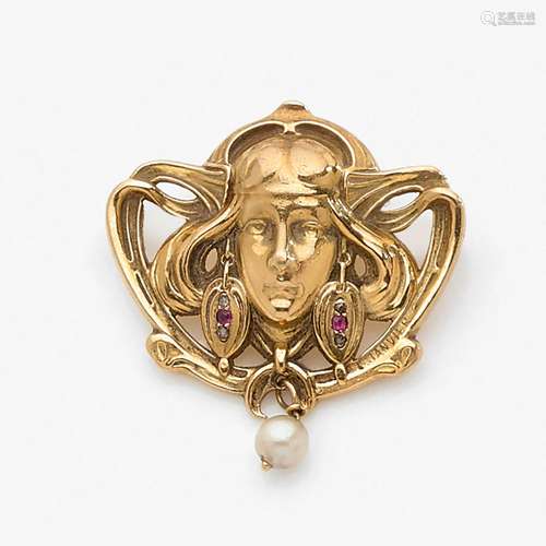 LUCIEN JANVIER - EPOQUE ART NOUVEAU BROCHE ODALISQUE An Art ...