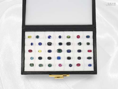 Sapphire/Ruby: valuable large set of colored sapphires and r...