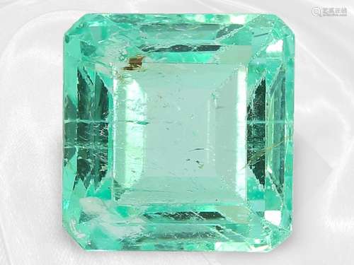 Emerald: beautiful, valuable emerald in emerald cut ca. 6ct