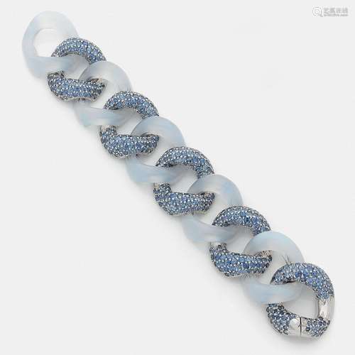 A blue agate, sapphire and 18K white gold bracelet by SEAMAN...