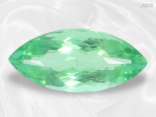 Tourmaline: bright green navette cut Paraiba tourmaline, app...