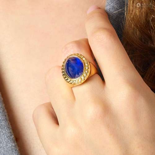 TRAVAIL FRANCAIS BAGUE SAPHIR CABOCHON A carats sapphire cab...