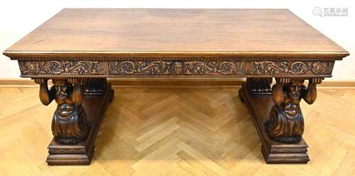 Neo-Renaissance figural desk, ca. 1