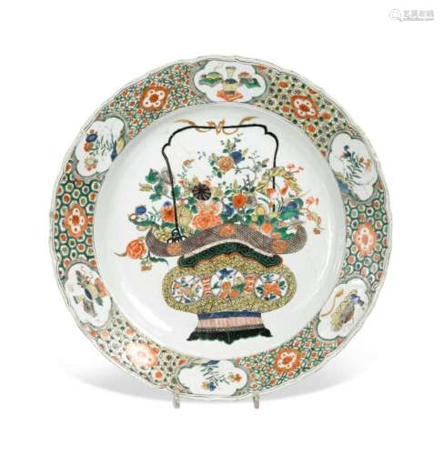 A Chinese famille verte porcelain dish, Qing Dynasty, Kangxi...