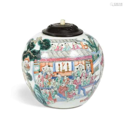 A Chinese famille rose Boys Parade ginger jar, Qing Dynasty,...