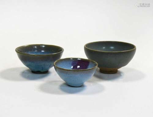 Three Chinese Junyao bowls, Song/Yuan Dynasty or later,