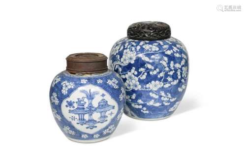A Chinese blue and white porcelain ginger jar, Qing Dynasty,...