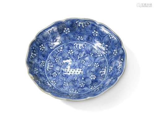 A Chinese blue and white porcelain dish, Qing Dynasty, Kangx...
