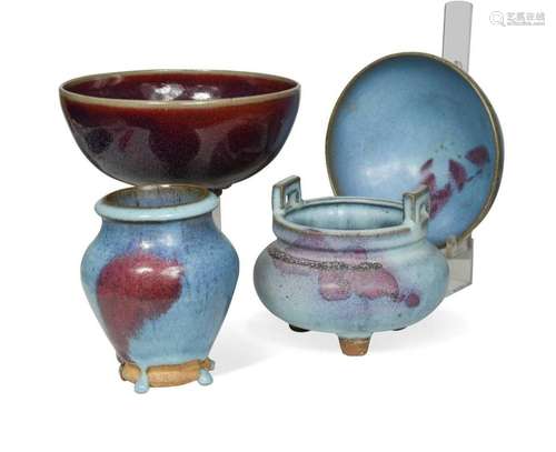 Three Chinese Junyao vessels, in Song/Yuan Dynasty style,