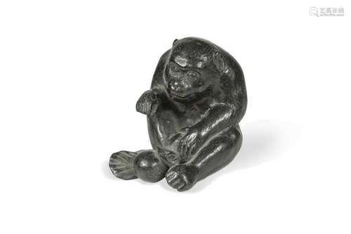 A Japanese bronze seated ape, late Meiji Period circa 1900,