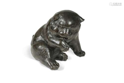 A Japanese bronze puppy, late Meiji Period, circa 1900,