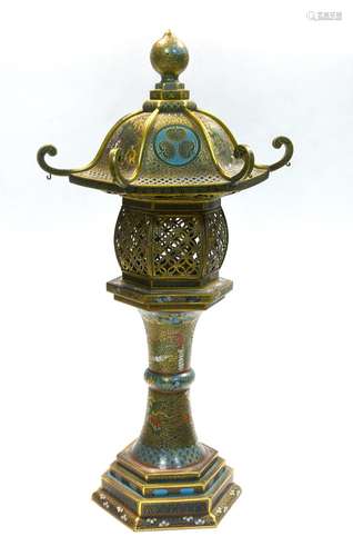 A Japanese cloisonne enamel lantern, early 20th century,