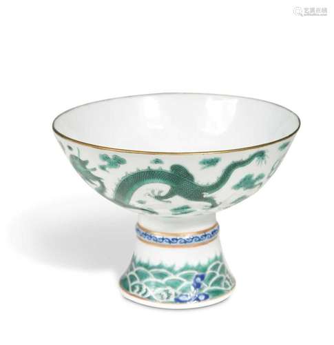 A Chinese porcelain stem cup, Qing Dynasty, probably Guangxu...