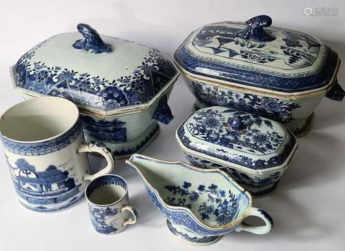 A collection of Chinese export blue and white porcelain, Qia...