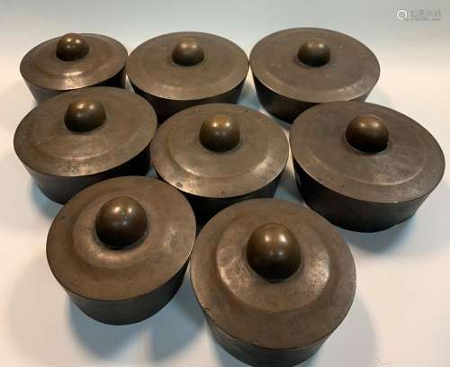 8 Thai bronze graduated gongs