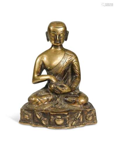 A Tibetan bronze figure of Buddha, 19th century,