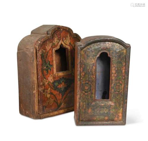 A Tibetan painted wood Gao (portable shrine), 19th century,