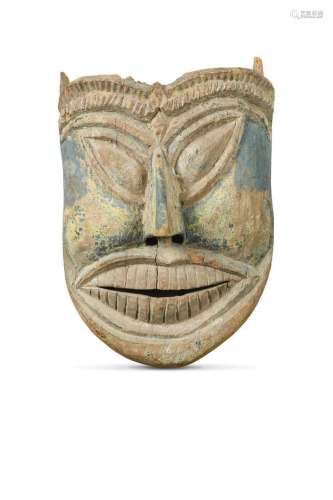 A large carved wood Ravana Face, Terai Region, Southern Nepa...