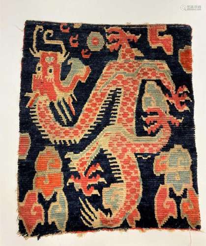 A Tibetan Gomden pillow rug, late 19th century,