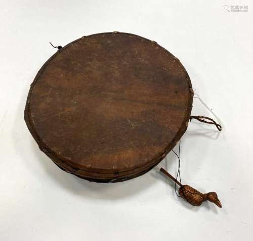 A Nepal (Tamang) wood and goat skin tambourine, early 20th c...