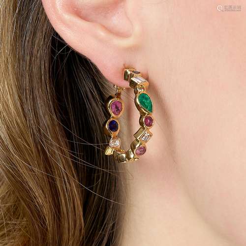 PAIRE DE CREOLES PIERRES PRECIEUSES MULTICOLORES A multigem ...