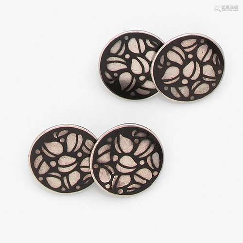 EPOQUE ART DECO PAIRE DE BOUTONS DE MANCHETTE EMAIL An Art D...