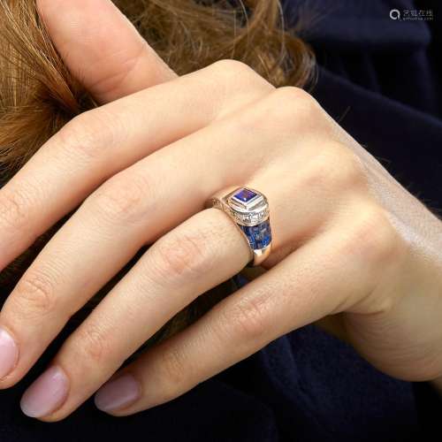 A sapphire and diamond signet ring, circa 1930 This lady...