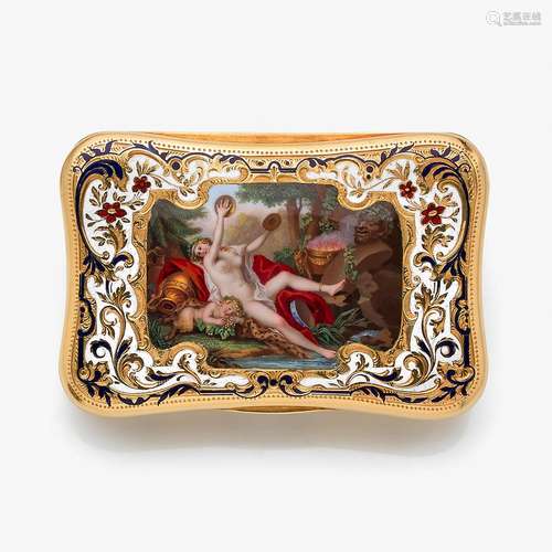 ANNEES 1840 TABATIERE EN OR EMAILLE An enamel and 18K gold s...