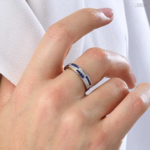 ANNEES 1935 BAGUE RIVIERE DAMIER SAPHIRS A diamond, sapphire...